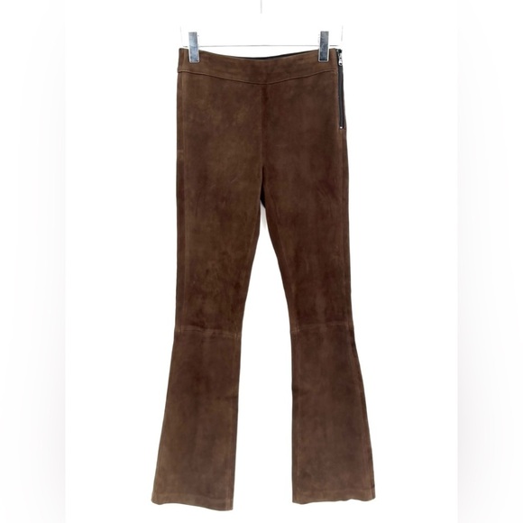Kobi Halperin Joelle High-Rise Leather Suede Flare Pants Chocolate Brown 2 - Picture 5 of 12